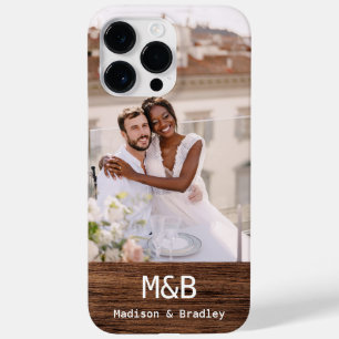 Monogram Foto Koppel Houten Gepersonaliseerde Naam Case-Mate iPhone 14 Pro Max Hoesje