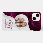 Monogram Foto Moderne Bloem Marmer Aangepaste Naam Case-Mate iPhone Case (Achterkant (horizontaal))
