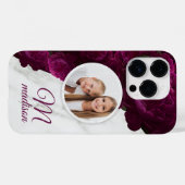 Monogram Foto Moderne Bloem Marmer Aangepaste Naam Case-Mate iPhone Case (Achterkant (horizontaal))