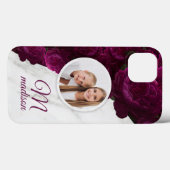 Monogram Foto Moderne Bloem Marmer Aangepaste Naam Case-Mate iPhone Case (Achterkant (horizontaal))