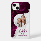 Monogram Foto Moderne Bloem Marmer Aangepaste Naam Case-Mate iPhone Case (Achterkant)
