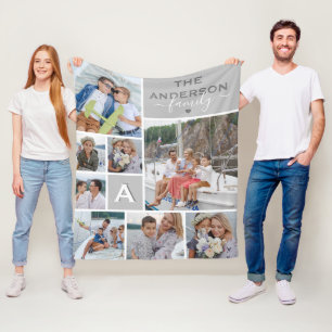 Monogram foto van Cute Family Collage Fleece Deken