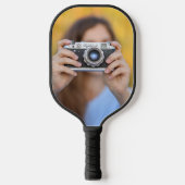Monogram Fotocollage Aangepaste Kleur Pickleball P Pickleball Paddle (Voorkant)