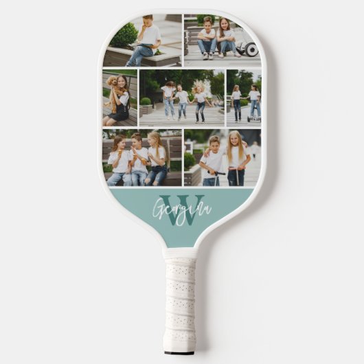 Monogram Fotocollage Aangepaste Kleur Pickleball Paddle (Achterkant)