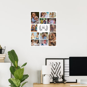 Monogram fotocollage familie poster