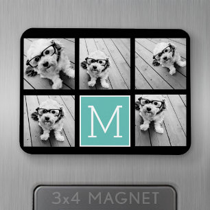 Monogram fotocollage - Tot 5 foto's zwart Magneet