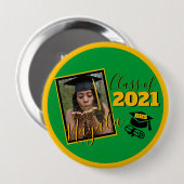 Monogram & Fotogroen|Gold-Afstuderen Ronde Button 4,0 Cm (Voorkant /achterkant)