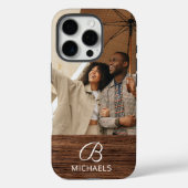 Monogram Fotohout Grain Timber Persoonlijke naam Case-Mate iPhone Case (Achterkant)