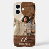 Monogram Fotohout Grain Timber Persoonlijke naam Case-Mate iPhone Case (Achterkant)