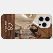 Monogram Fotohout Grain Timber Persoonlijke naam Case-Mate iPhone Case (Achterkant (horizontaal))