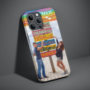 Monogram Fotonaam Colorful Wave Trendy Modern Case-Mate iPhone 14 Hoesje