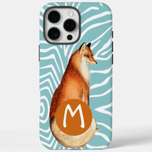 Monogram  Fox Art ZebraPatroon iPhone Case-Mate iPhone Case (Achterkant)