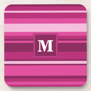 Monogram fuchsia strepen bier onderzetter
