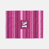 Monogram fuchsia strepen fleece deken (Voorkant (Horizontaal))