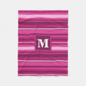 Monogram fuchsia strepen fleece deken (Voorkant)