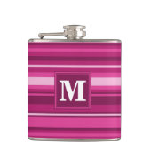 Monogram fuchsia strepen heupfles (Voorkant)