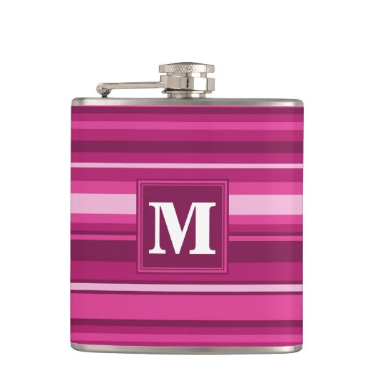 Monogram fuchsia strepen heupfles (Voorkant)