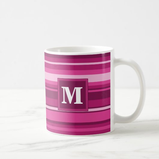 Monogram fuchsia strepen koffiemok (Rechts)