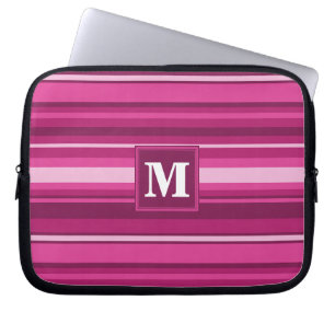 Monogram fuchsia strepen laptop sleeve