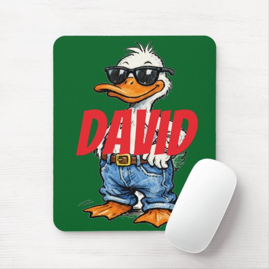 Monogram fun cartoon Green Red Funny duck Muismat (Met muis)
