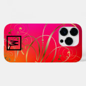 Monogram Fun en Coloful Gold Swirls Flourishes Case-Mate iPhone Case (Achterkant (horizontaal))
