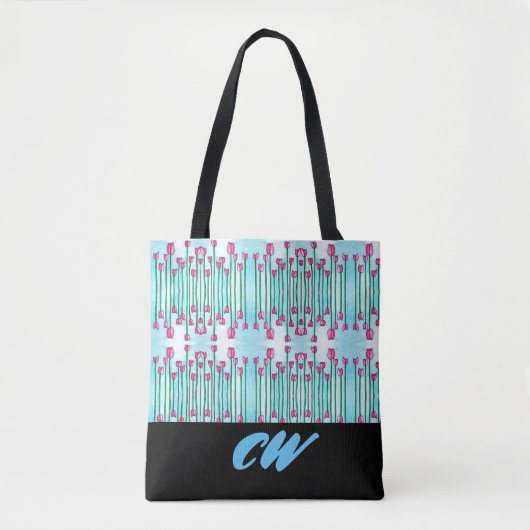 Monogram Funky Floral Boho Canvas tas (Voorkant)