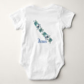 Monogram Funky Waterverf Blue Purple Flowers Romper (Achterkant)