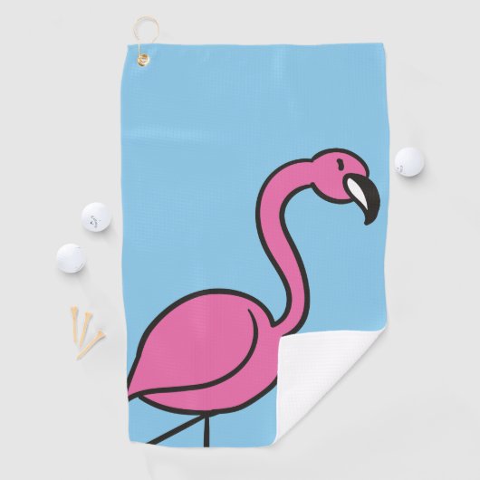 Monogram Funny Cute Pink Tropical Flamingo Golfhanddoek (Insitu)