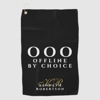 Monogram Funny Simple OOO Black White Gold Men  Golfhanddoek