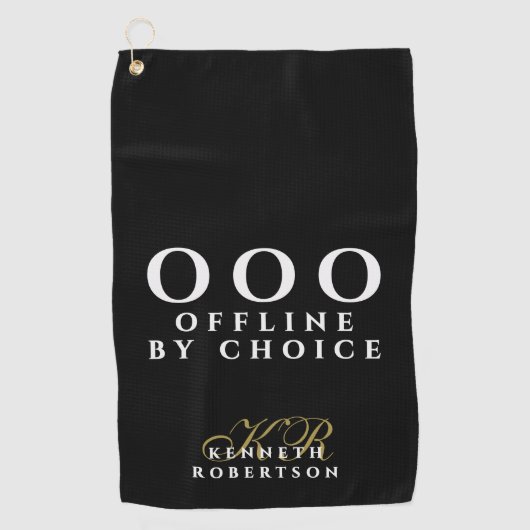Monogram Funny Simple OOO Black White Gold Men  Golfhanddoek (Voorkant)