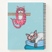 Monogram Funny Whimsical Cats Trendy Modern Notitieboek (Achterkant)