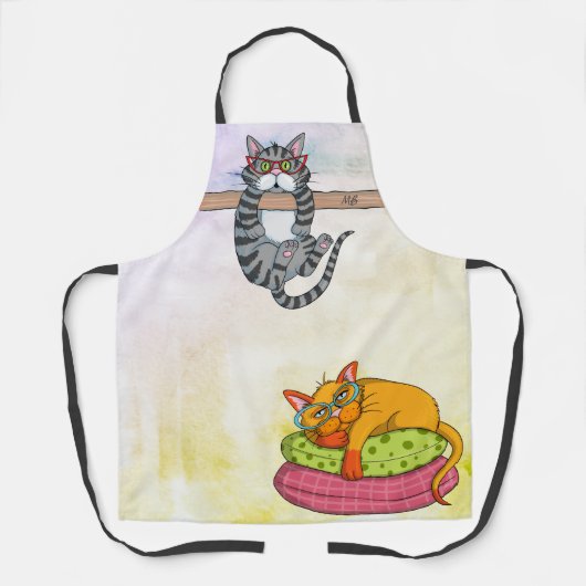 Monogram Funny Whimsical Cats Trendy Modern Schort (Voorkant)