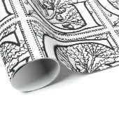 Monogram G Initiaal Black en White Floral Pattern Cadeaupapier (Rol Hoek)