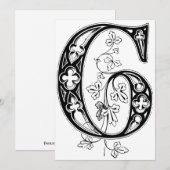 Monogram G Initiaal zwart-wit Feestdagenkaart (Voorkant / Achterkant)
