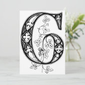 Monogram G Initiaal zwart-wit Feestdagenkaart (Staand voorkant)