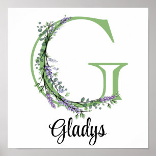 Monogram G Lavendel Eucalyptus kinderkamer Poster