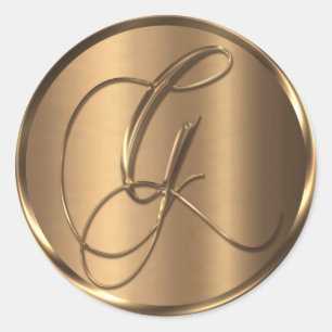 Monogram G NONMETALLIC Bronze Envelope Seal Ronde Sticker