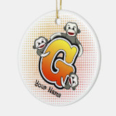 Monogram G Sock Monkey Keramisch Ornament (Links)