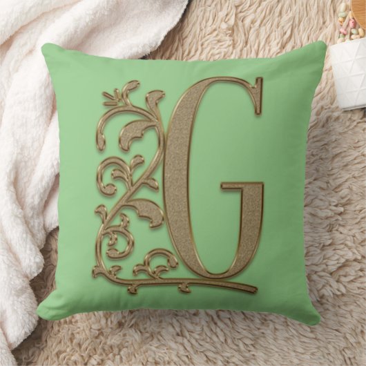 Monogram G Spring Green Family Wedding, Birthday Kussen (Deken)