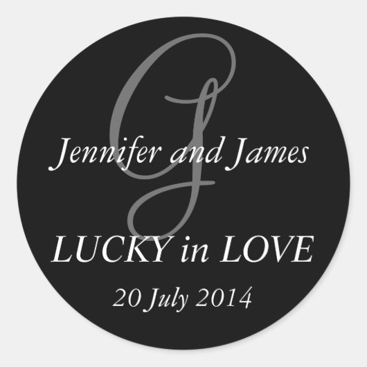 Monogram G Stickers voor bruiloften Zwart (Voorkant)