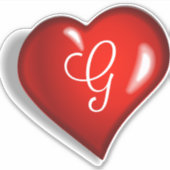 Monogram G wit manuscript op ruby rood hart Sticker (Voorkant)