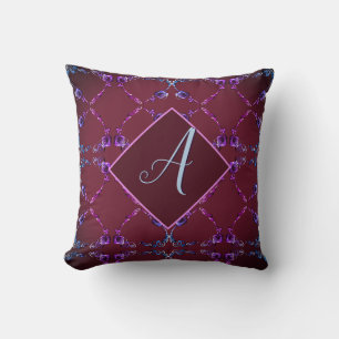 Monogram Garnet Blush Paars Roos Hearts Kussen