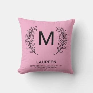 Monogram Geboorte Stats Pasgeboren Baby  Kussen