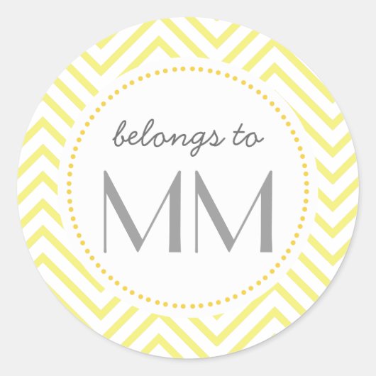 Monogram geel Chevron - DIY Labels (Voorkant)