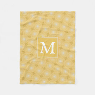Monogram geel cirkelpatroon fleece deken