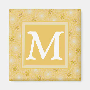 Monogram geel cirkelpatroon magneet
