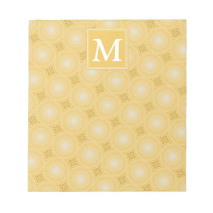Monogram geel cirkelpatroon notitieblok