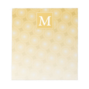 Monogram geel cirkelpatroon notitieblok