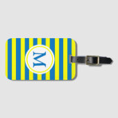 Monogram geel en blauwe strepen bagagelabel (Voorkant (horizontaal))