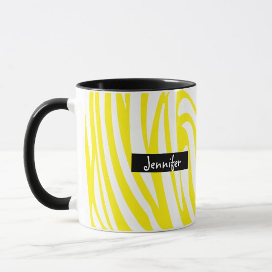 Monogram Geel en Wit Gestreept Zebrapatroon Mok (Links)